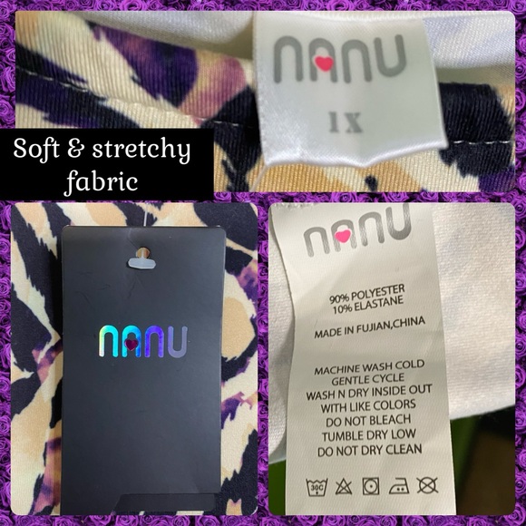 NWT 1X SWING TUNIC BLACK & BUTTERY BEIGE TIGER ANIMAL PRINT generously sized - Picture 11 of 14